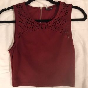 Sparkle and Fade burgundy crop top